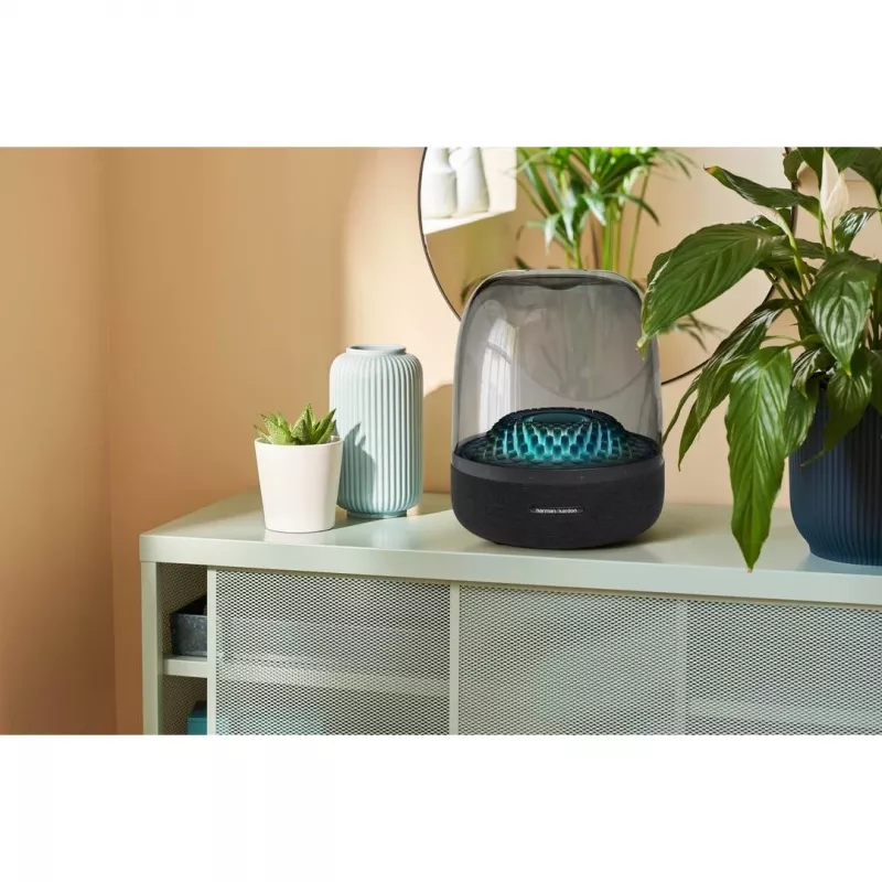 Portable wireless speaker Harman/Kardon Aura Studio 4 — 100 W, 3 drivers, 45–20000 Hz, Melns/Transparent