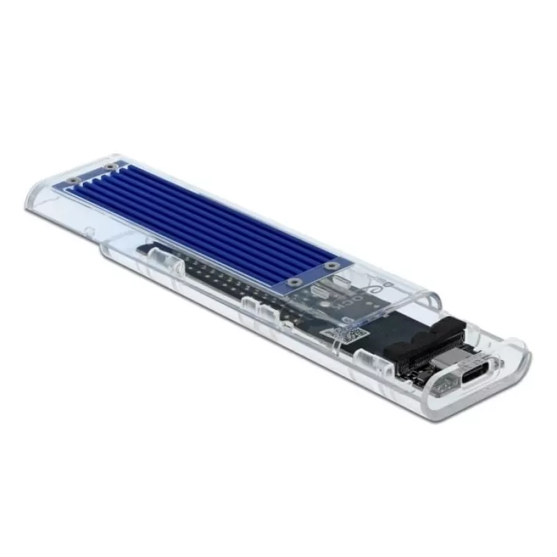 SSD korpuss DeLOCK 42620 ārējais korpuss M.2 NVME PCIe SSD ar USB Type-C ligzdu, caurspīdīgs