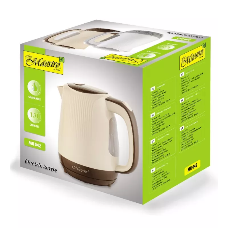 Feel-Maestro MR042 bēšs elektriskā tējkanna 1,7 L Bēšs, Brūns 2200 W