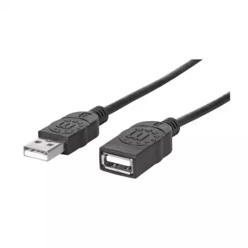 MANHATTAN Hi-Speed USB 2.0 pagarinātāja kabelis, A tipa spraudnis - A tipa ligzda, melna, 1,8 m (338653)