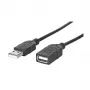 MANHATTAN Hi-Speed USB 2.0 pagarinātāja kabelis, A tipa spraudnis - A tipa ligzda, melna, 1,8 m (338653)