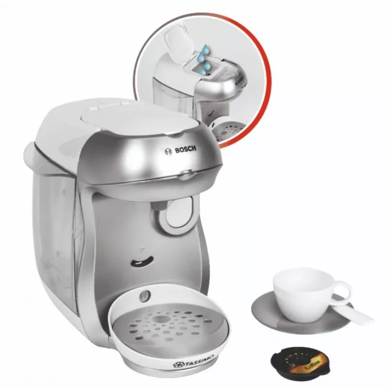 Kafijas automāts KLEIN Bosch Tassimo 9231 – rotaļu kafijas automāts, sudraba krāsā, bērnu lomu spēlei