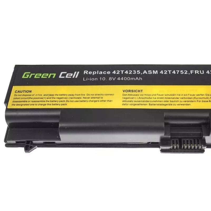 Baterija zaļa Cell LE05 Lenovo ThinkPad T410 T420 T510 T520 W510 Edge 14 15 E525 — 11.1 V 4400 mAh Li-Ion, 6 elementi, melna