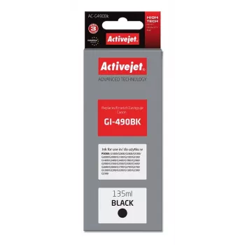 ActiveJet AC-G490Bk melnā tintes kasetne, saderīga ar Canon GI-490BK, pigmenta melna, 135 ml, augsta (XL) ietilpība