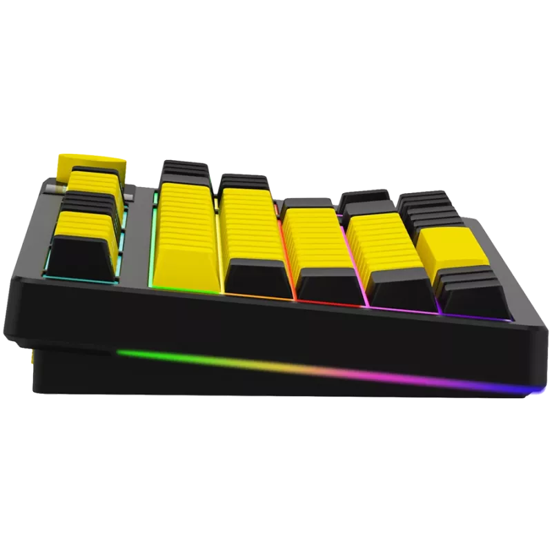 LORGAR KBP70TKLW, bezvadu TKL mehāniskā spēļu tastatūra Pro, melna/dzeltena, EN izkārtojums