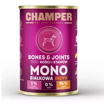 CHAMPER Bones & Joints Monoprotein Turkey - mitrā suņu barība - 400g