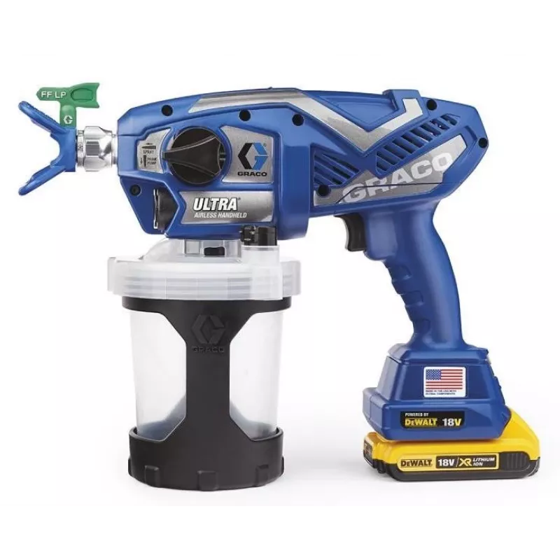 GRACO ULTRA AIRLES PAINT GUN ( 2 x Battery. 2AH DEWALT+ LOAD ) + BAG