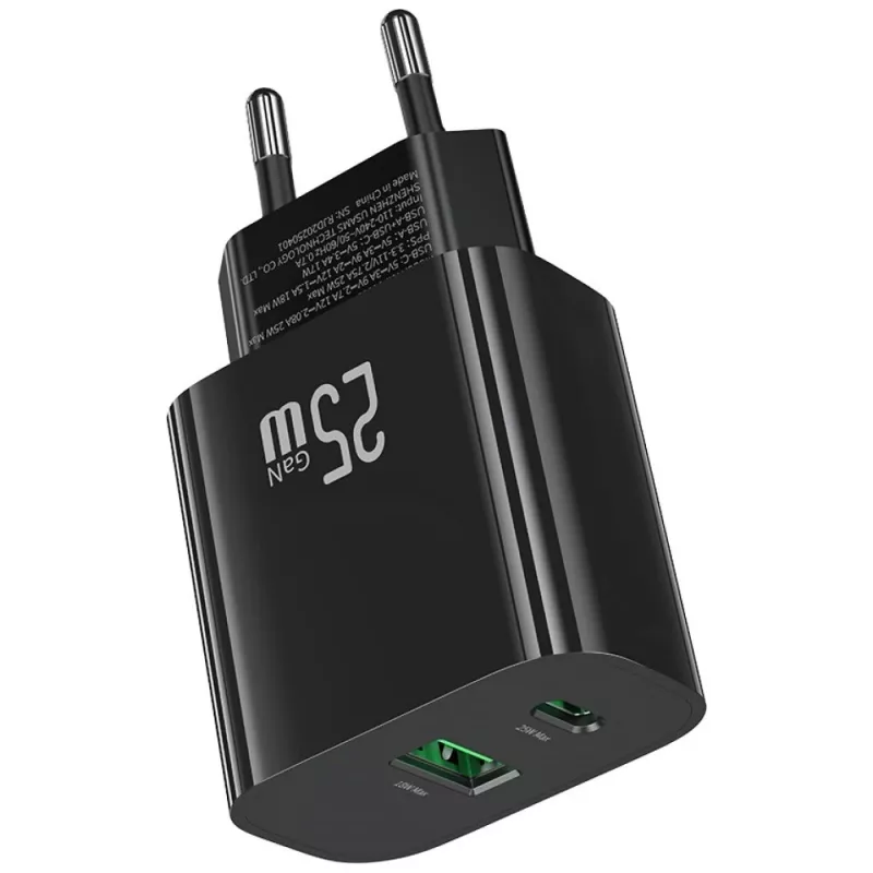 USB lādētājs usams USA001629 25W 1xUSB-C + 1xUSB-A ātra uzlāde