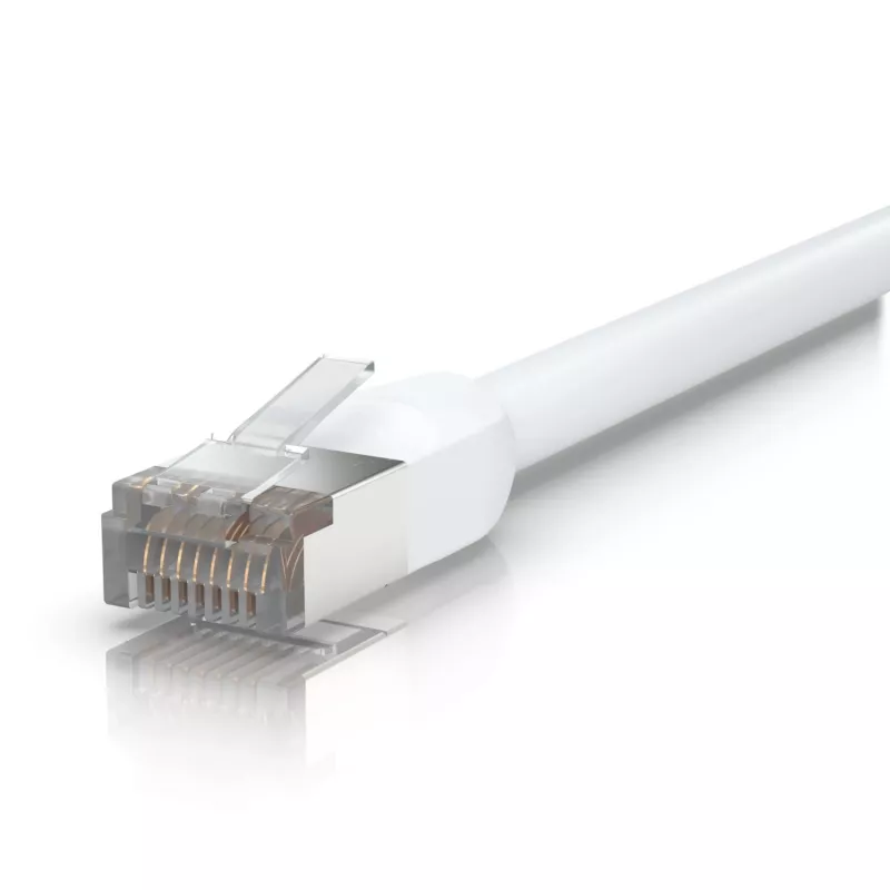 Ethernet komutācijas kabelis UBIQUITI UACC-CABLE-PATCH-OUTDOOR-1M-W Cat5e RJ-45 uz RJ-45, 1 m, balts, S/UTP, TPE apvalks
