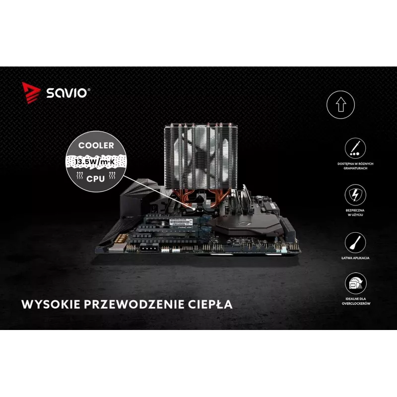 Termopasta SAVIO TG-03 13.5 W/m·K, 2 g — termiskā saskarnes savienojums
