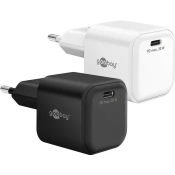 Goobay USB-C PD GaN ātrais lādētājs Nano 20 W melns - 1x savienotāja barošana (76690)