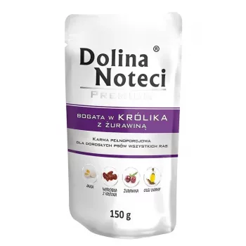Mitrā suņu barība Dolina Noteci DOLINA NOTECI Premium Rabbit Adult 150 g paciņa, bez graudiem, pieaugušiem mazo šķirņu suņiem