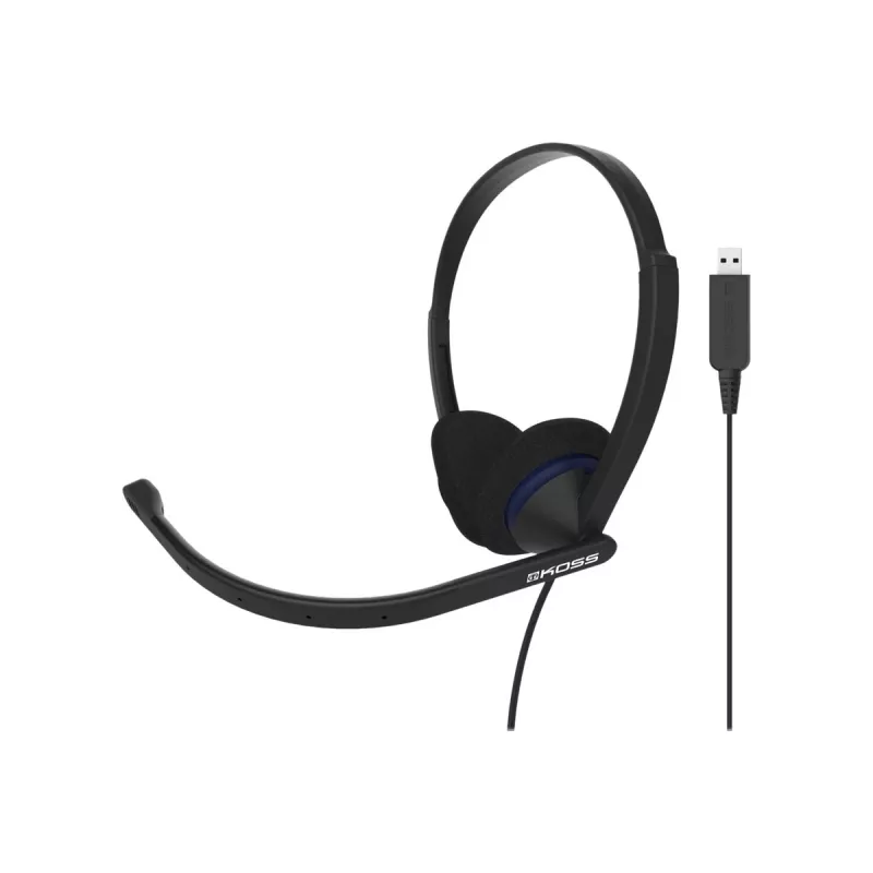 Koss CS200 USB austiņas ar vadu, galvas saite, zvaniem/mūzikai, USB Type-A, melnas