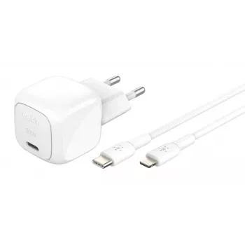 30W USB-C lādētājs Belkin WCA008KQ1MWH-B5 PD PPS, kompakts strāvas adapteris tālruņiem un planšetdatoriem