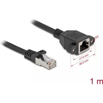 Tīkla kabelis DeLOCK 90775 melns 1m Cat6a S/FTP RJ-45