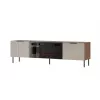 TV skapis Cama Meble ALMERA 180,5×42×52,5 cm valrieksts/kašmirs ar melnu kamīnu