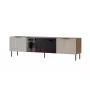 TV skapis Cama Meble ALMERA 180,5×42×52,5 cm valrieksts/kašmirs ar melnu kamīnu