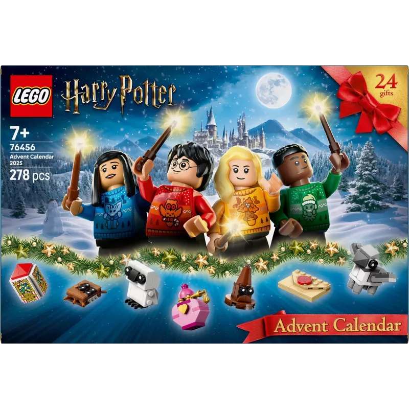 Konstruktoru rotaļlieta LEGO Harry Potter Adventes kalendārs 2025, komplekts 76456 — 278 daļas, 8 minifigūras, vecums 7+