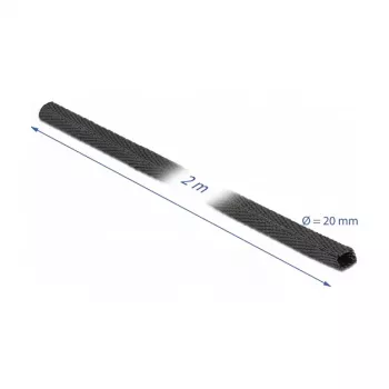 Termosarūkošā caurule DeLOCK Auduma, 2 m x 20 mm, 2:1, melna