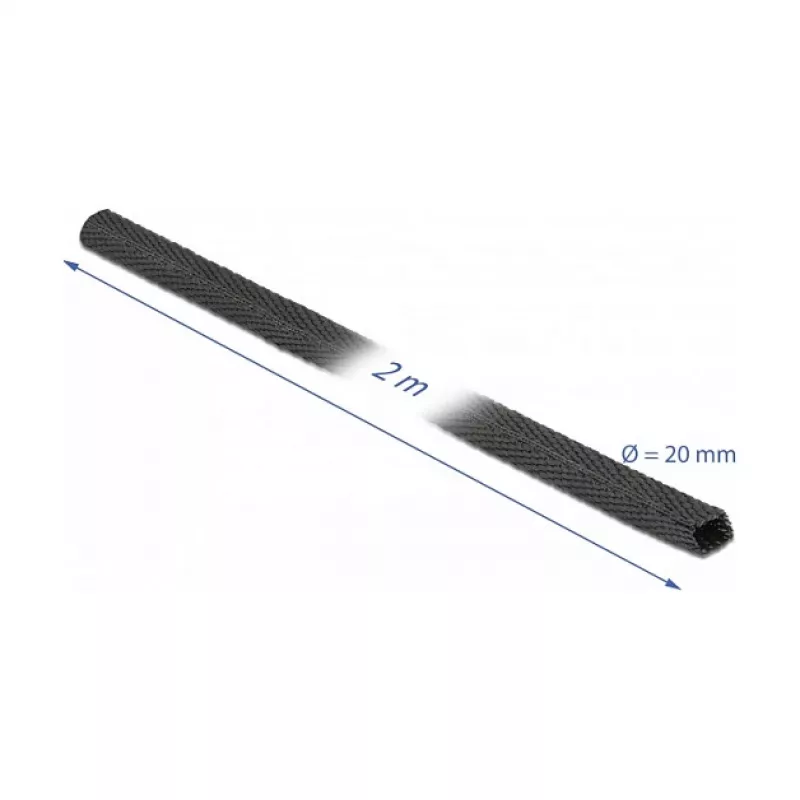 Termosarūkošā caurule DeLOCK Auduma, 2 m x 20 mm, 2:1, melna