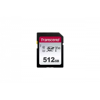 Transcend 300S - Zibatmiņas karte - 512GB - Video klase V30 / UHS-I U3 / Class10 - SDXC UHS-I (TS512GSDC300S)