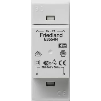 Friedland E3554N, 220 - 240 V, 50 Hz, 8 V, 2 A, pelēks, 34 mm