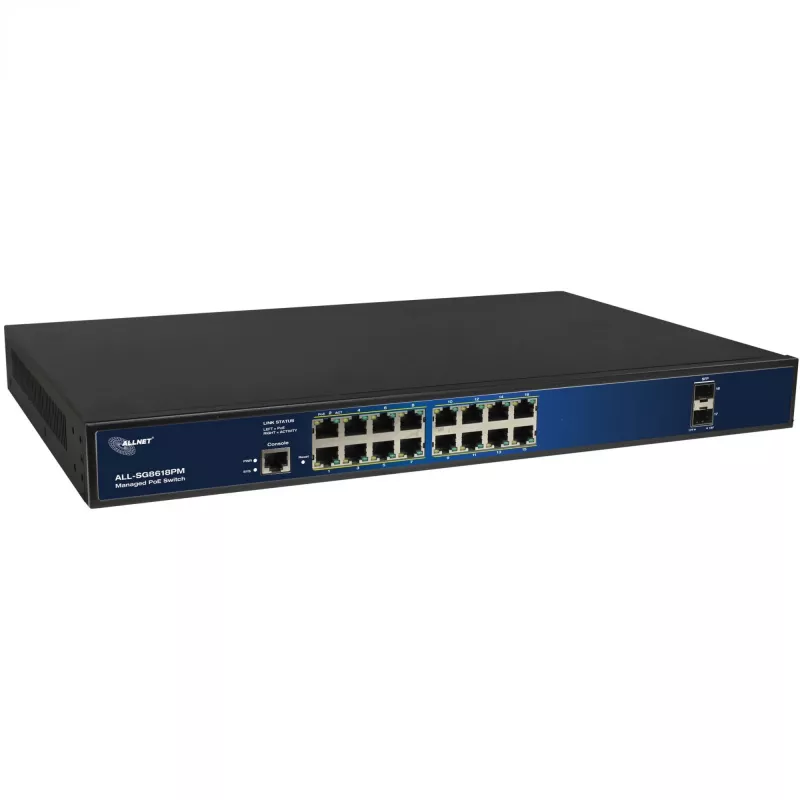 PoE slēdzis ALLNET ALL-SG8618PM 18 portu Gigabit (16 PoE + 2 uplink)