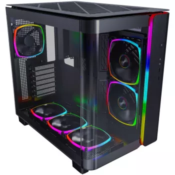 Montech KING 95 PRO Midi-Tornis, rūdīts stikls, ARGB - melns