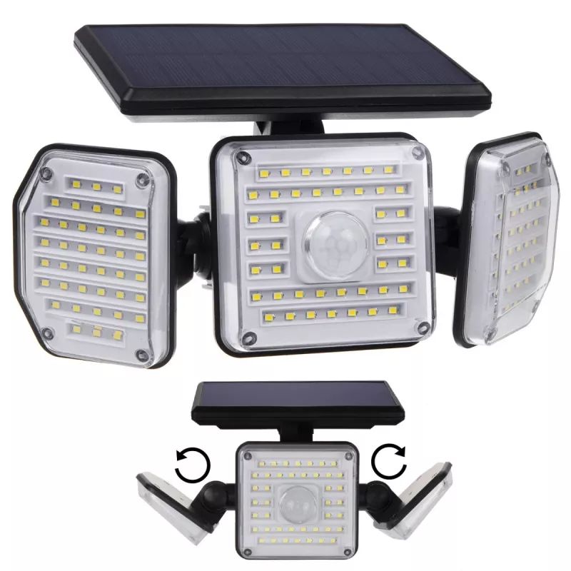 Maclean IP65 saules LED lampa ar kustības un krēslas sensoru IP65 4W 320lm 4000K Li-ion 1200 mAh 3 darbības režīmi prožektors drošībai dārzam ieejai HQ