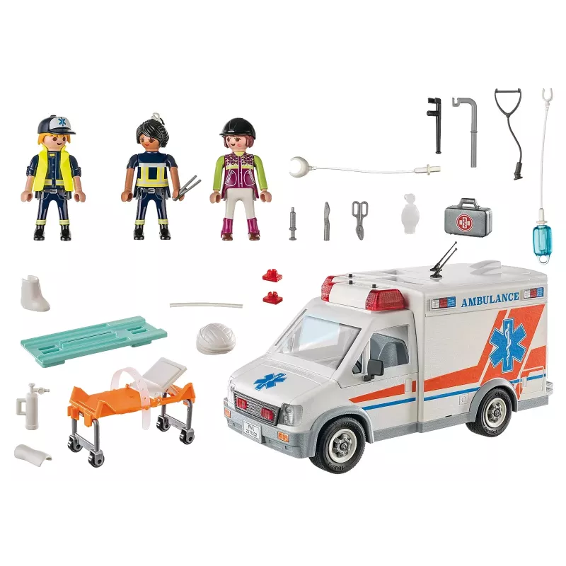 Rotaļlietu ātrās palīdzības automašīna PLAYMOBIL 71232 — daudzkrāsaina, vecumam no 4 līdz 10 gadiem, AAA baterija
