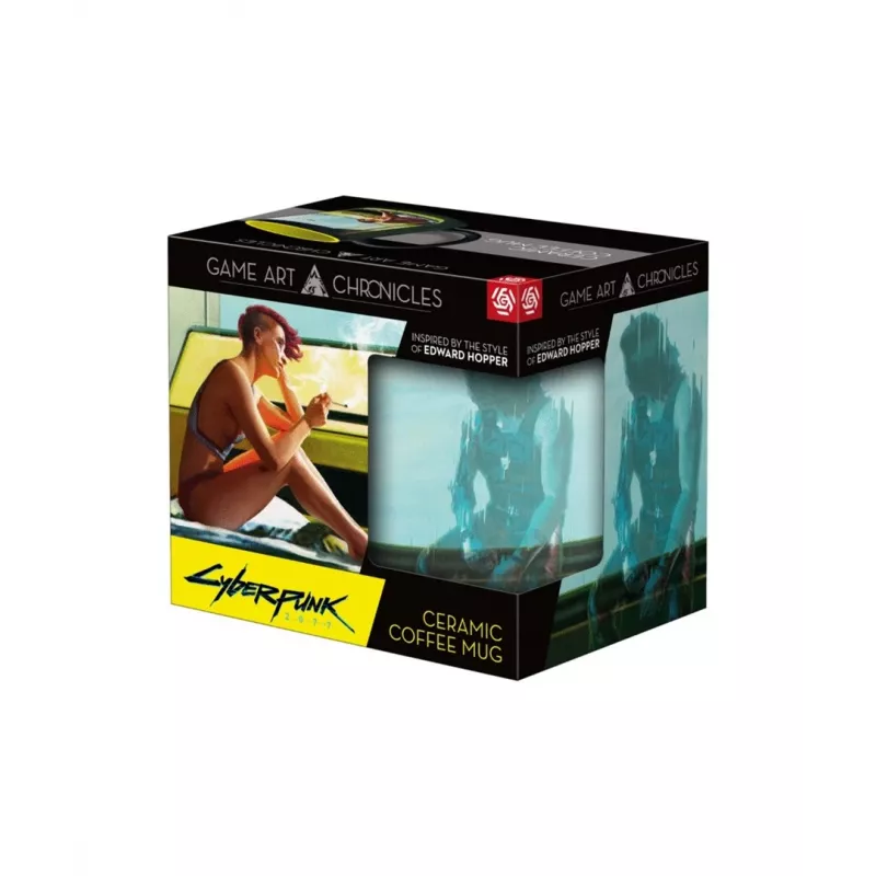 Heat Reveal Mug Good Loot Cyberpunk 2077 Game Art Chronicles - V & Edward Hopper 450 ml Melna, dzeltena