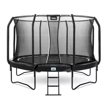 Virs zemes tramplīns Salta First Class 251 cm, apaļš, 60 atsperes, drošības tīkls, cinkota tērauda rāmis, maksimālā slodze 150 kg