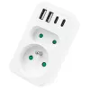 Strāvas sadalītājs MACLEAN MCE249 F/W — 2x elektrotīkla rozetes (16A + 6A) un 4x USB (2x A, 2x C PD 20W)