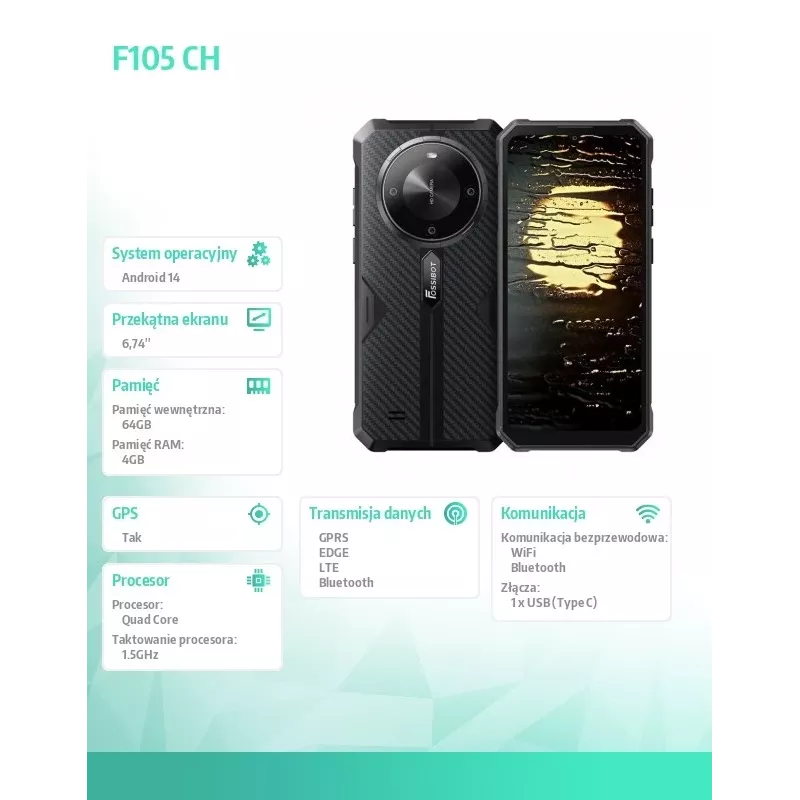 Viedtālrunis FOSSiBOT F105 melns Ch — FOSSIBOTF105MelnsCH
