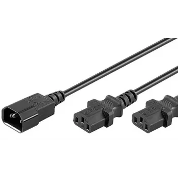 Microconnect PE061318 strāvas kabelis melns 1,8 m C14 savienotājs 2 x C13 savienotājs