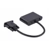Video kabeļa pārveidotājs GEMBIRD A-VGA-HDMI-02 0,15 m — HDMI + VGA (D-Sub) sievišķā uz VGA (D-Sub) vīrišķo, melns