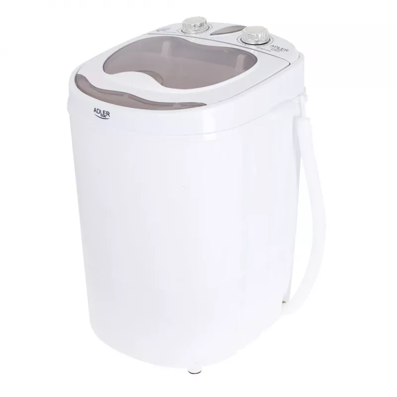 Veļas mašīna ar augšējo ielādi Adler AD 8055, pārnēsājama ar 3 kg ietilpību, krēmkrāsā, rotējoša vadība, 150 W