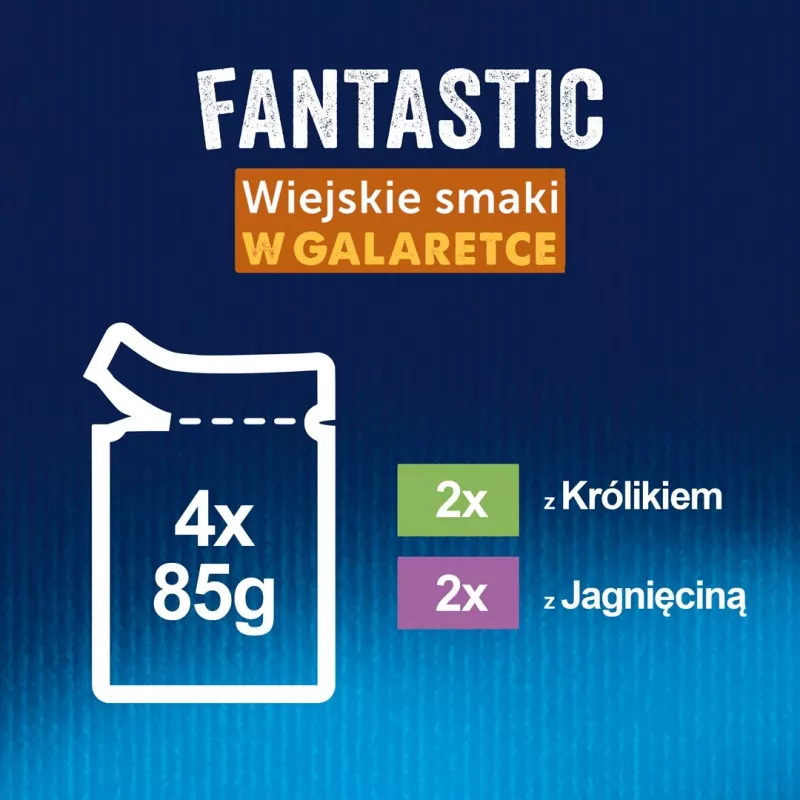 Felix Fantastic trusis, jērs - mitrā barība kaķiem 340 g (4x 85 g)