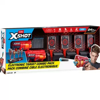 XSHOT Interaktīvais mērķis & Fury 4 2-Pack, šautriņu blasters