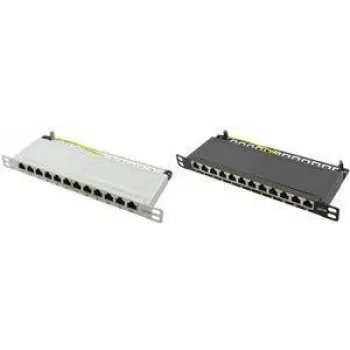 LogiLink - ielāpu panelis - montējams statīvā - RJ-45 X 12 - gaiši pelēks, RAL 7035 - 0,5U - 25,4 cm (10)