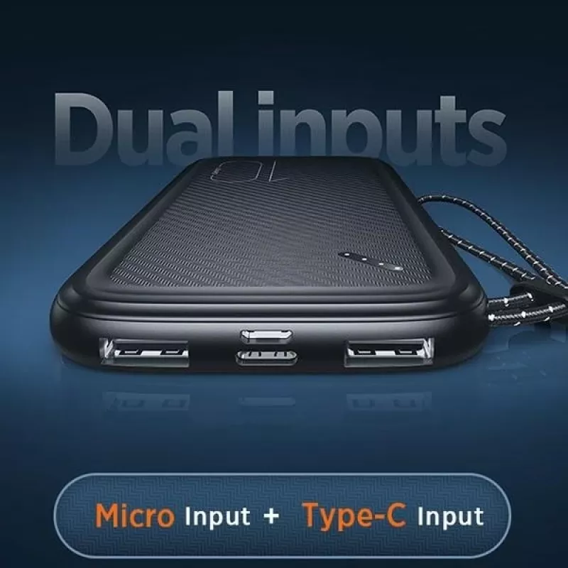 Pārnēsājams ārējais akumulators USAMS PB56 10000mAh 2xUSB / USB-C / MicroUSB ātrā uzlāde
