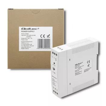 Qoltec Din Rail barošanas avots | 24 W | 24 V | 1 A | Balts | Plāns