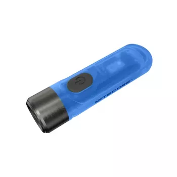 Atslēgu piekariņa lukturītis Nitecore TIKI GITD BLUE — pelēks, USB atkārtoti uzlādējams, 1 lm, 55 mm, 12 g, IP66, triecienizturīgs