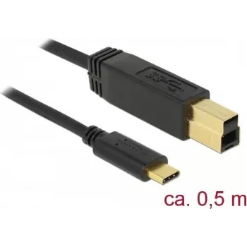 USB kabelis DeLOCK 83674 USB 3.2 Gen 2 0,5 m USB C USB B melns