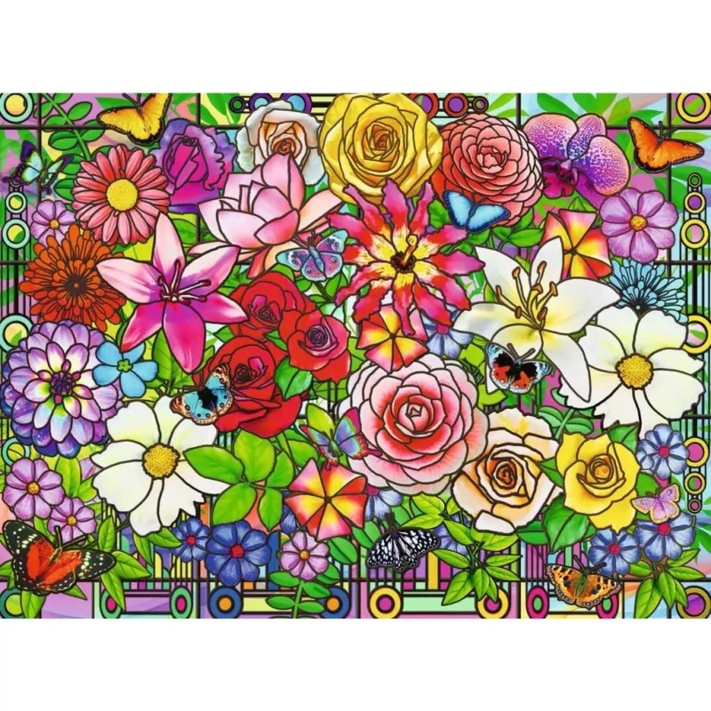 Puzle Ravensburger Feel Well & Puzzle - Flower Window, 100 gab., taktilie elementi