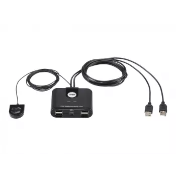 USB 2.0 2-portu perifērijas koplietošanas ierīce ATEN US224AT — USB Type-A, 1,8 m kabelis, melna