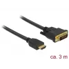 Video kabeļa adapteris DeLOCK 85655 3m HDMI Type A DVI Melns