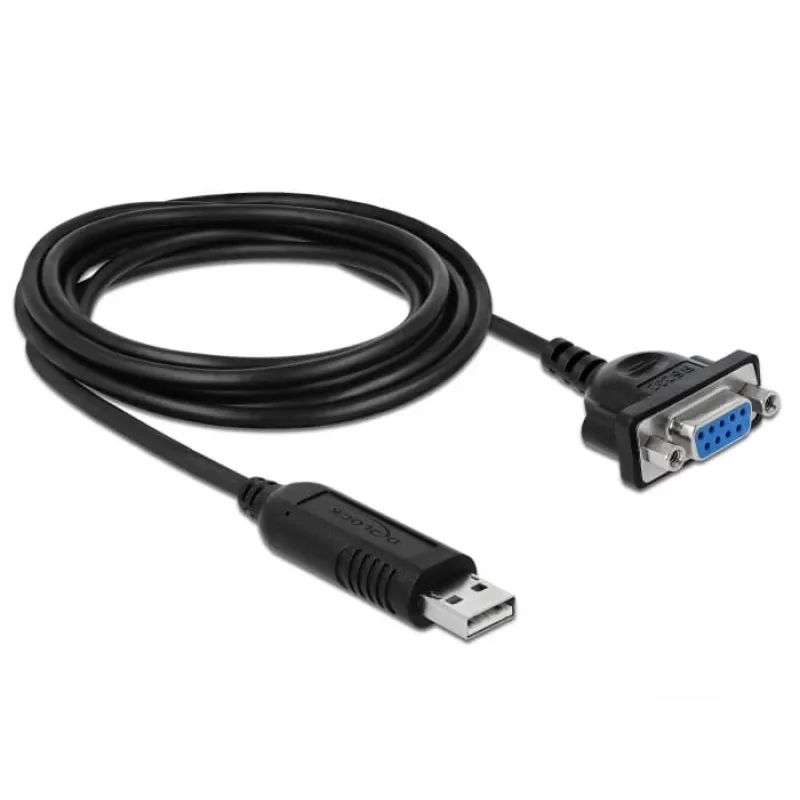 Serialais kabelis DeLOCK 66281 Melns 1,8 m RS-232 USB Type-A
