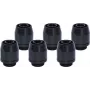 Alphacool HF Screw-In Fitting TPV Metal - 12,7/7,6mm straight - Melns - 6er Kit (17454)