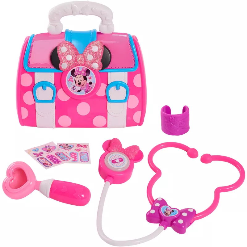 Disney Junior Minnie pele Bow-Care Doctor Bag Set, bērnu mājsaimniecības rotaļlieta